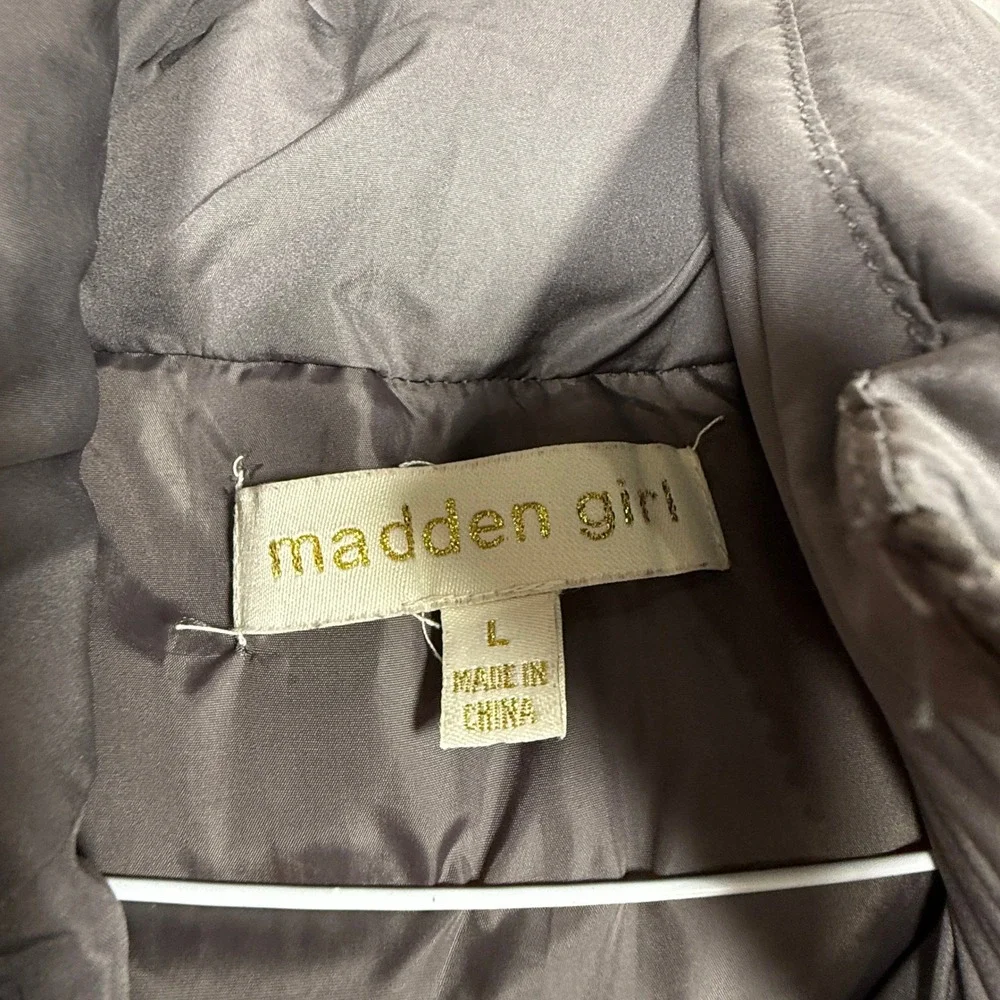 Madden Girl Kids Puffer Vest Gray Full Zip Quilted Sleeveless Jacket Large